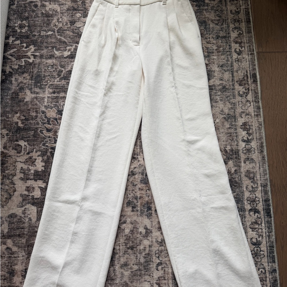 Aritzia Wide-Leg Cream Trousers